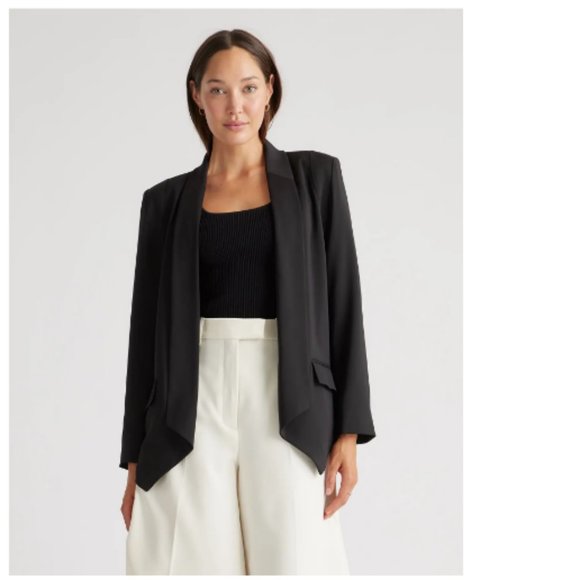 Quince Jackets & Blazers - Quince Stretch Crepe Open Blazer NWT Black Small
